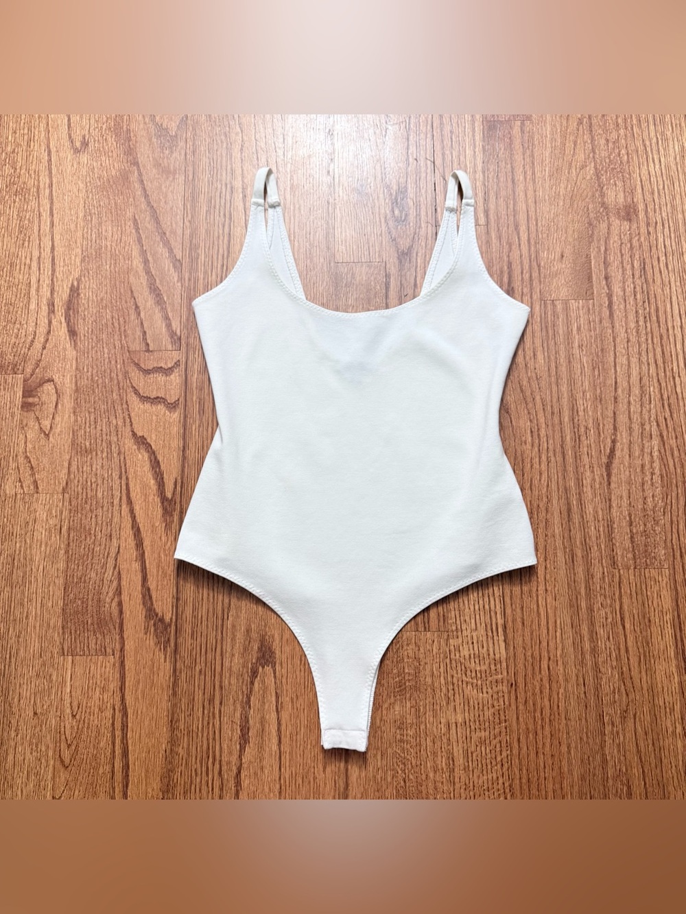 Shinestar White Ribbed Scoop Neck Bodysuit size S